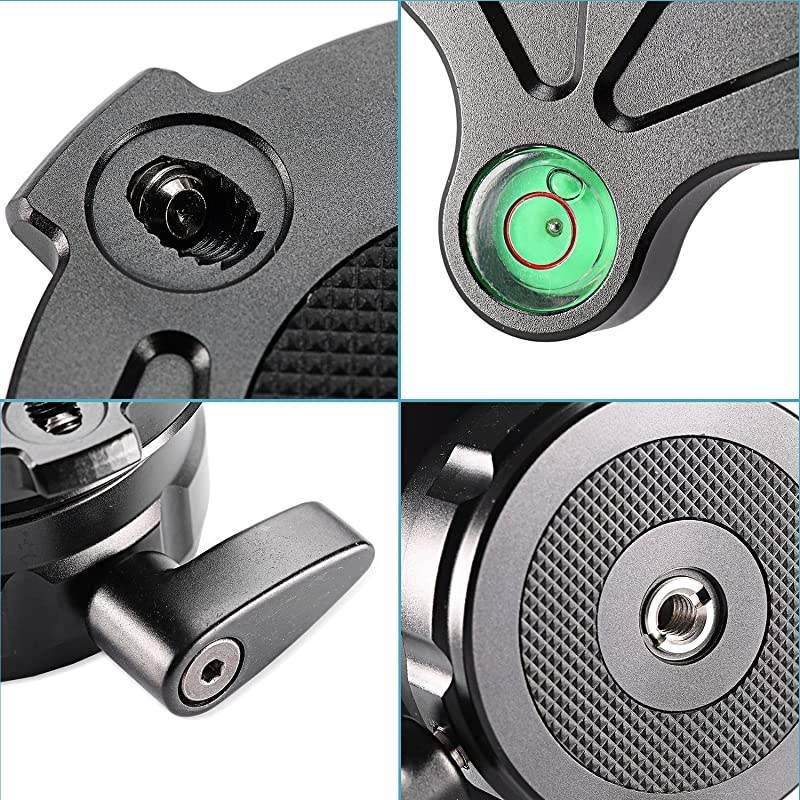 Tripod Leveling Base with Offset Bubble Level for CanonNikonand Other DSLR Cameras with 14quot Thread Tripods amp Monopods with 38quot Thread
