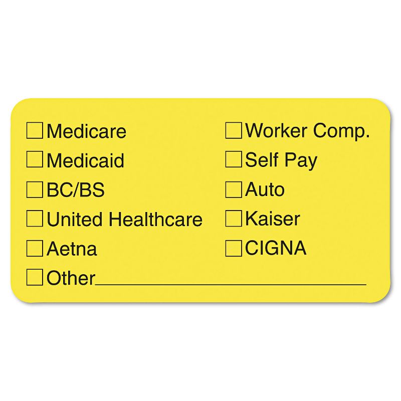 Tabbies Labels for Insurance List 1-3/4 x 3-1/4 Yellow 250/Roll 02940