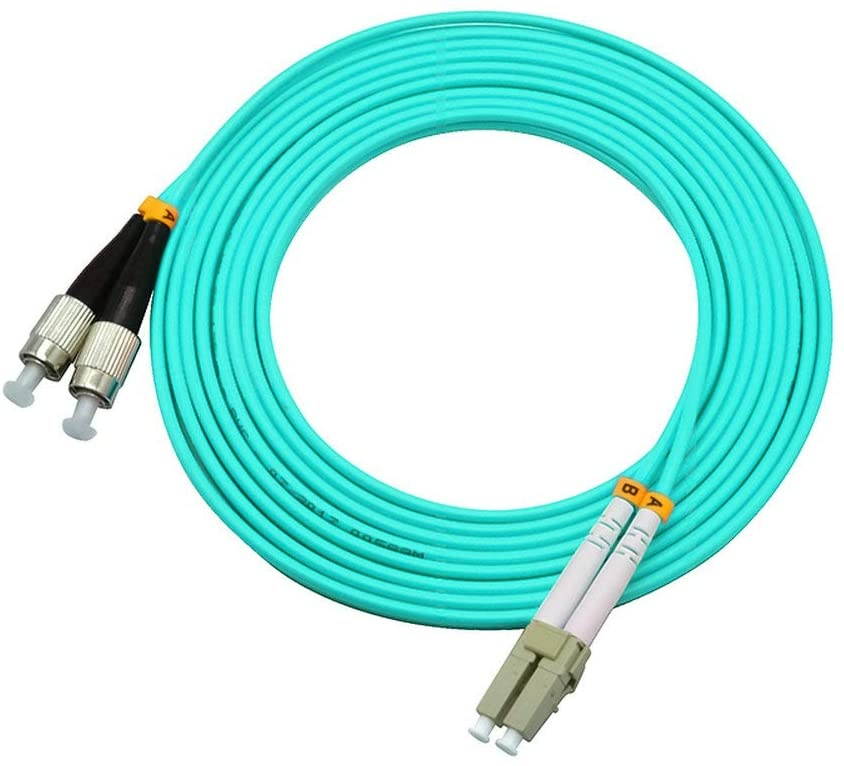 Jeirdus 2Meters 6ft LC to FC Duplex 50/125 10G OM3 Multi-Mode Fiber Optic Cable Jumper Optical Patch Cord LC-FC