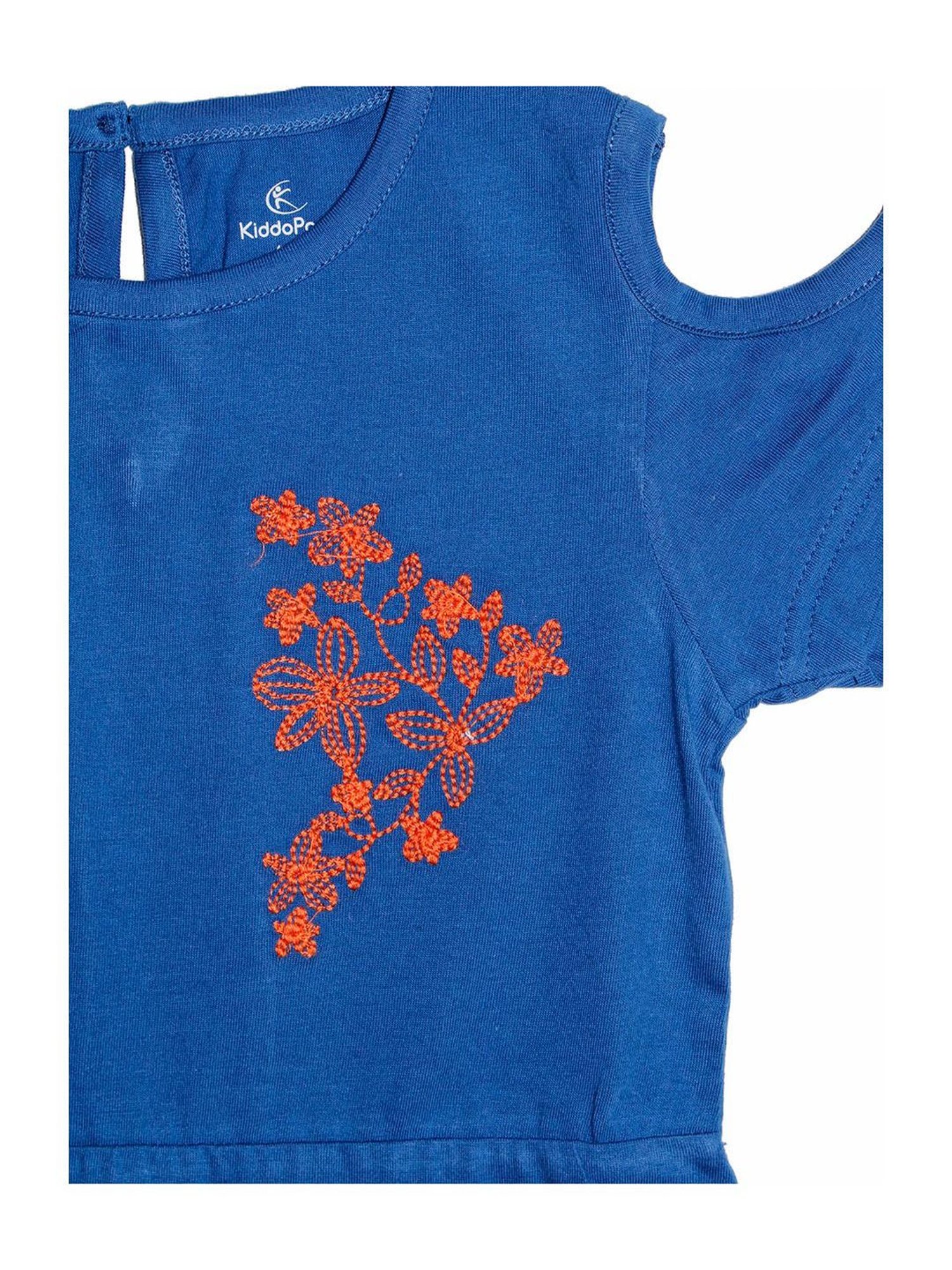 Kiddopanti Kids Blue Embroidered Dress