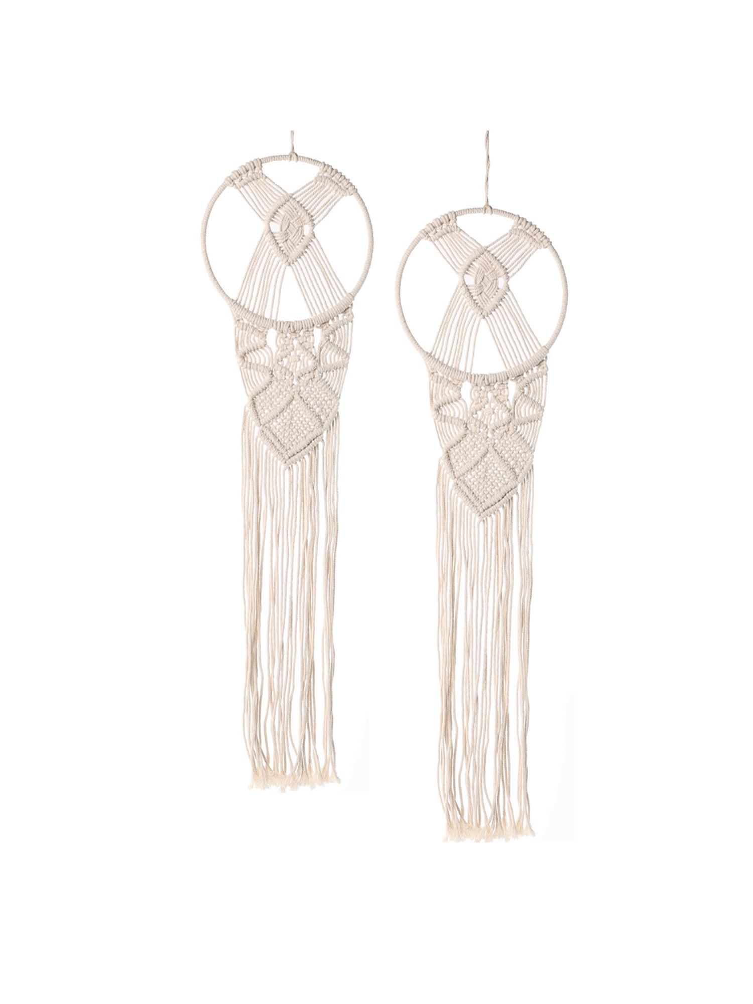 Homesake White Fabric Large Wall Hanging Dream Catcher - Set of 2