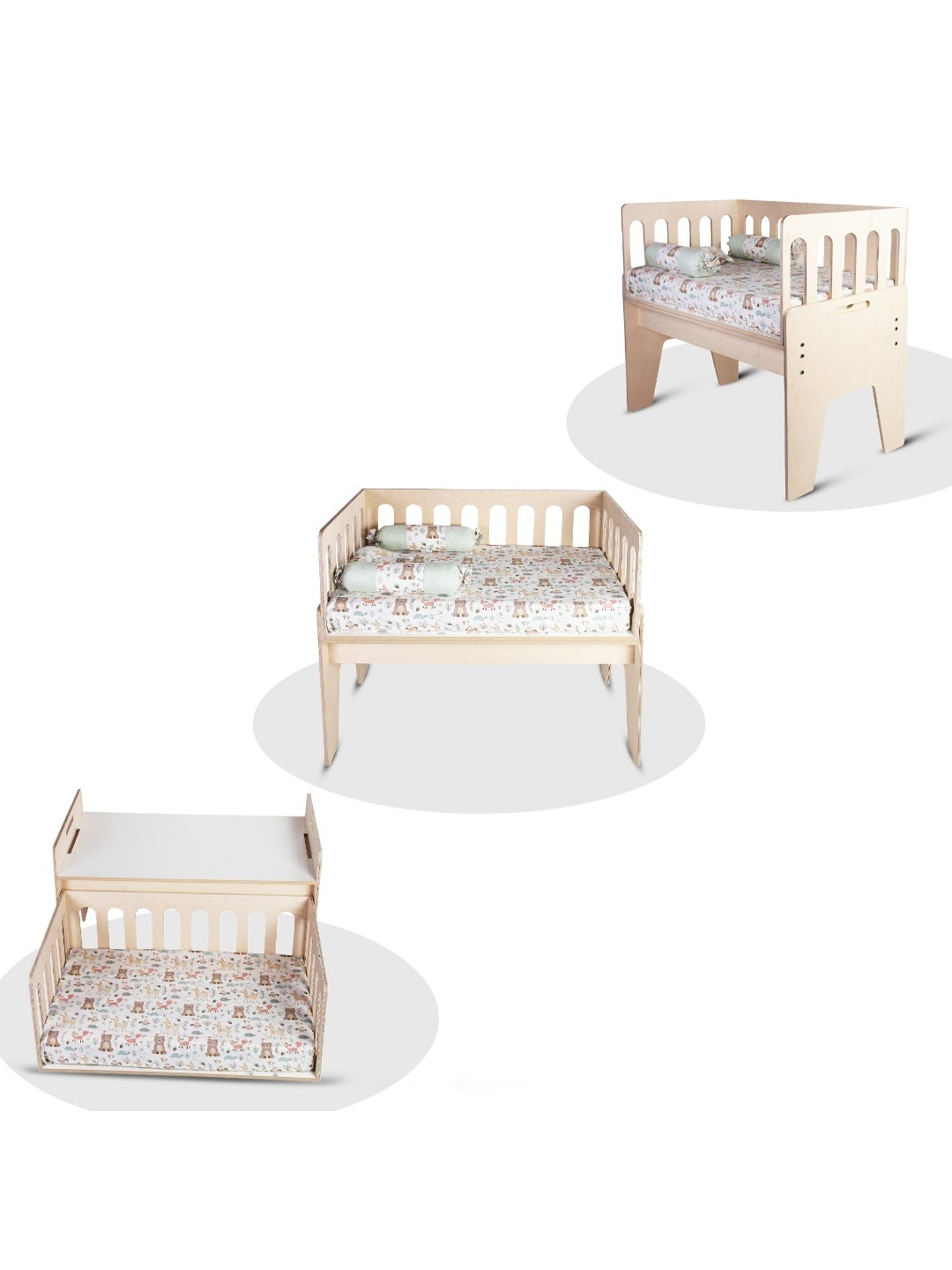 Kiddery White Bed Side Sleeper Crib for Baby (0-24 Months)