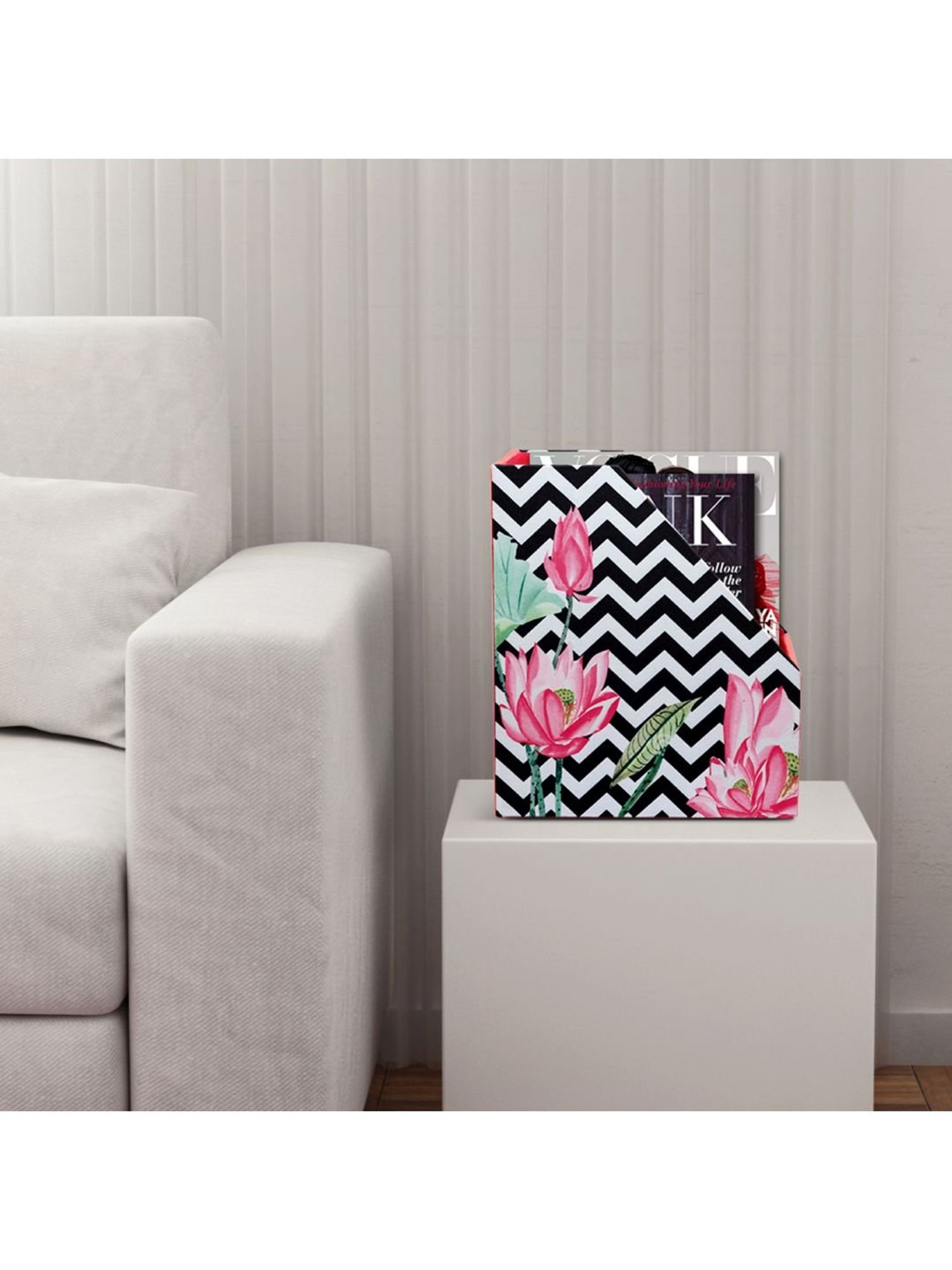 SEJ by Nisha Gupta White & Black Magazine Rack - Set of 1