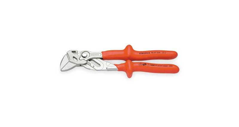 KNIPEX 86 07 250 SBA 10" Pliers Wrench Insulated, Insulated Plastic Grip