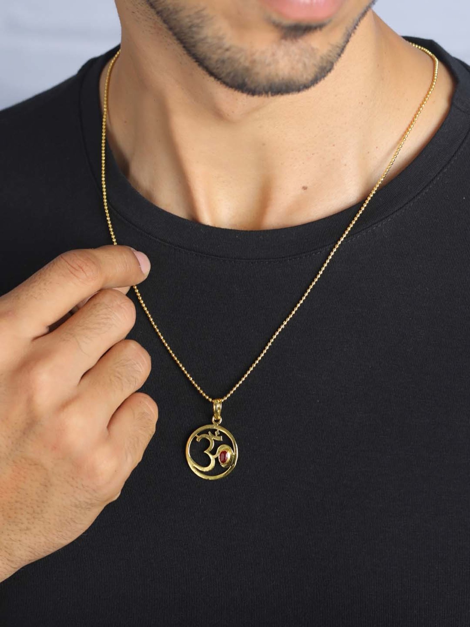 Bold by Priyaasi OM Gold-Plated Necklace for Men