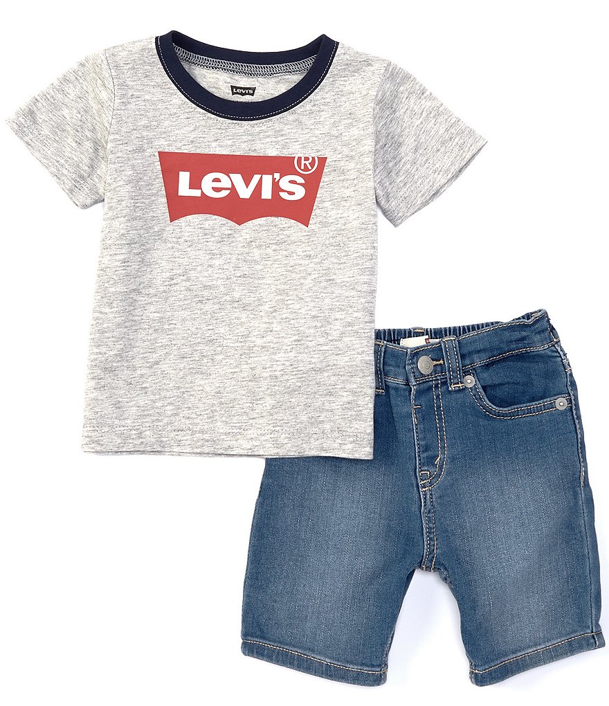 Levi's&reg; Baby Boys 12-24 Months Short-Sleeve Batwing Graphic Tee & Denim Shorts Set
