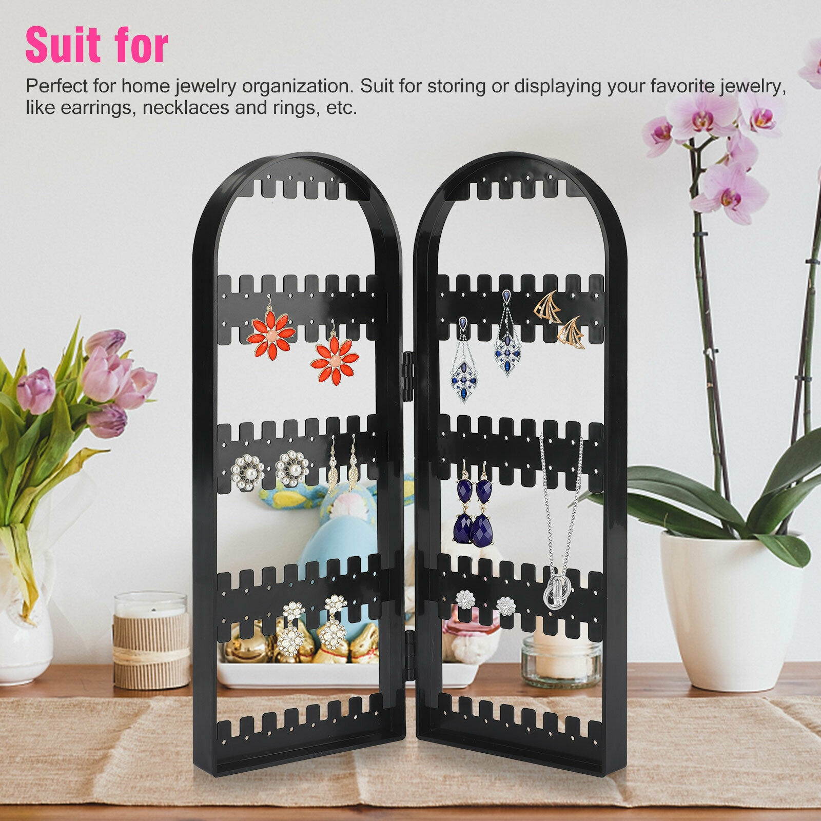 120Holes Earrings Ear Studs Jewelry Display Rack Stand Organizer Case Holder Box