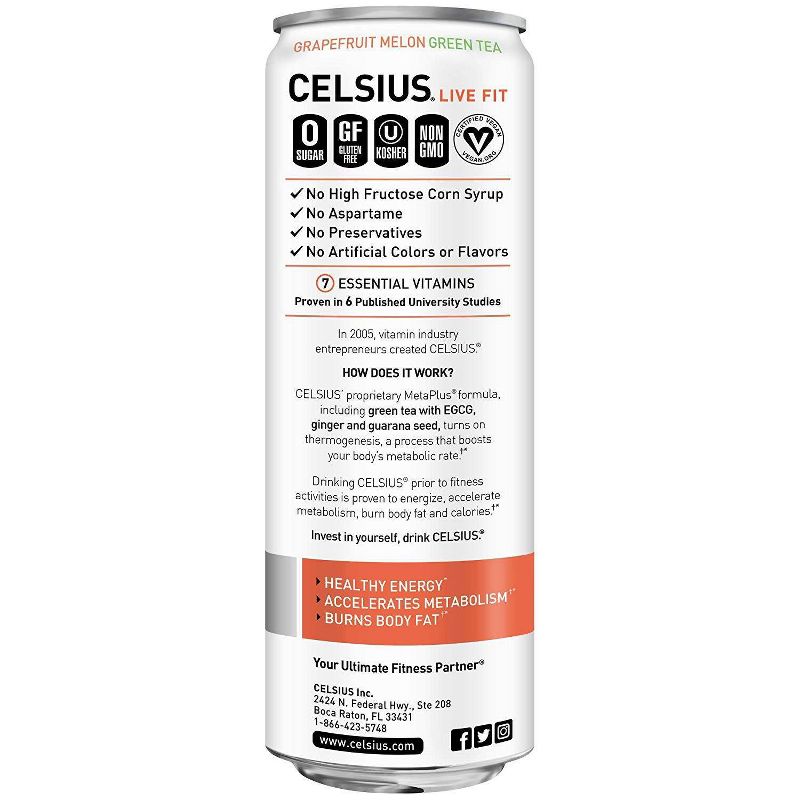 Celsius Grapefruit Melon Energy Drink - 12 fl oz Can
