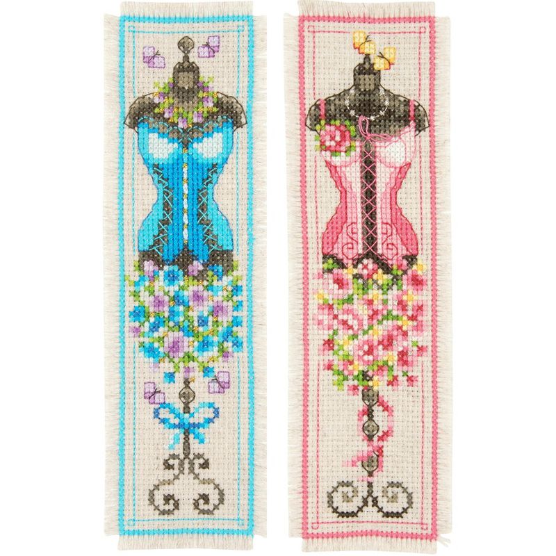 Vervaco Bookmark Counted Cross Stitch Kit 2.4"X8" 2/Pkg-Vintage Mannequins (14 Count)
