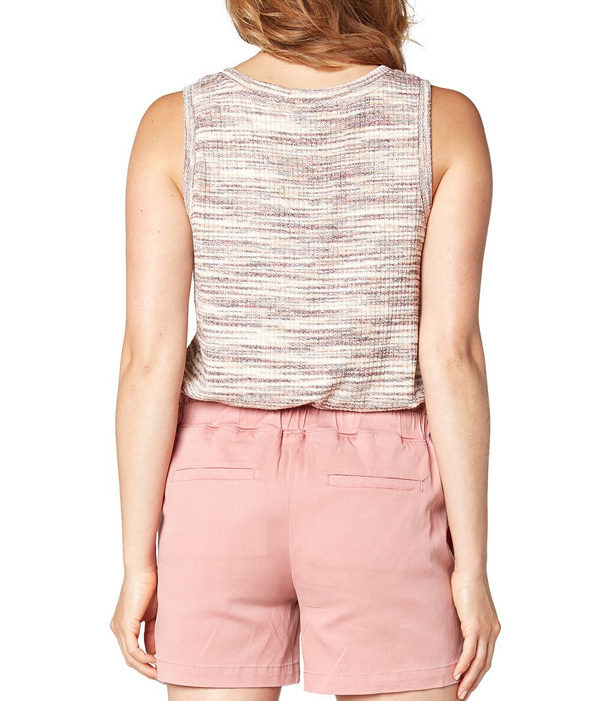 Liverpool Los Angeles Sleeveless V-Neck Stripe Knit Tee