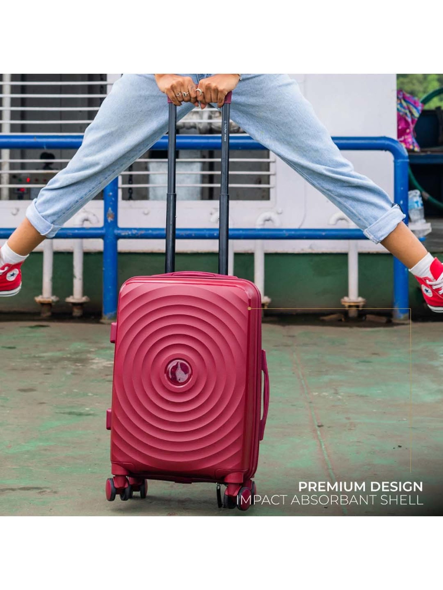 Nasher Miles Goa Hard-sided Polypropylene Check-In Luggage Maroon 28 inch |75cm Trolley bag