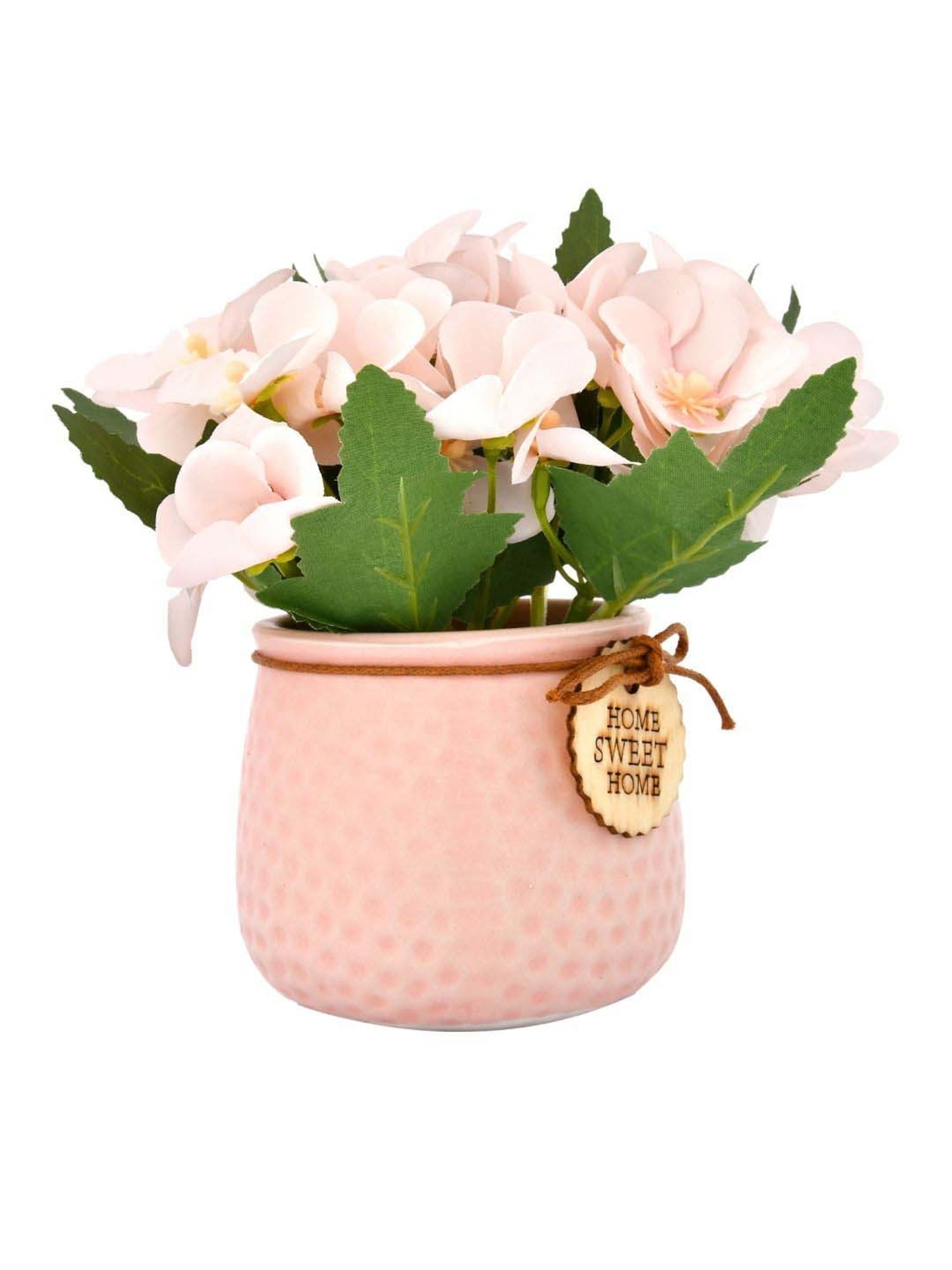 Tayhaa Pink & White Ceramic Artificial Flowers Bunch With Pot
