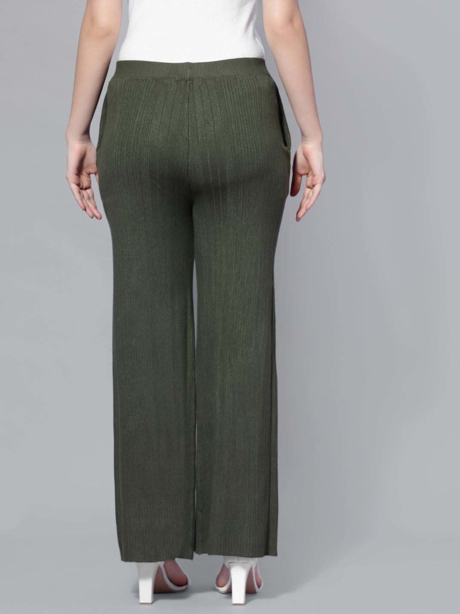 Mafadeny Green Self Pattern Palazzos