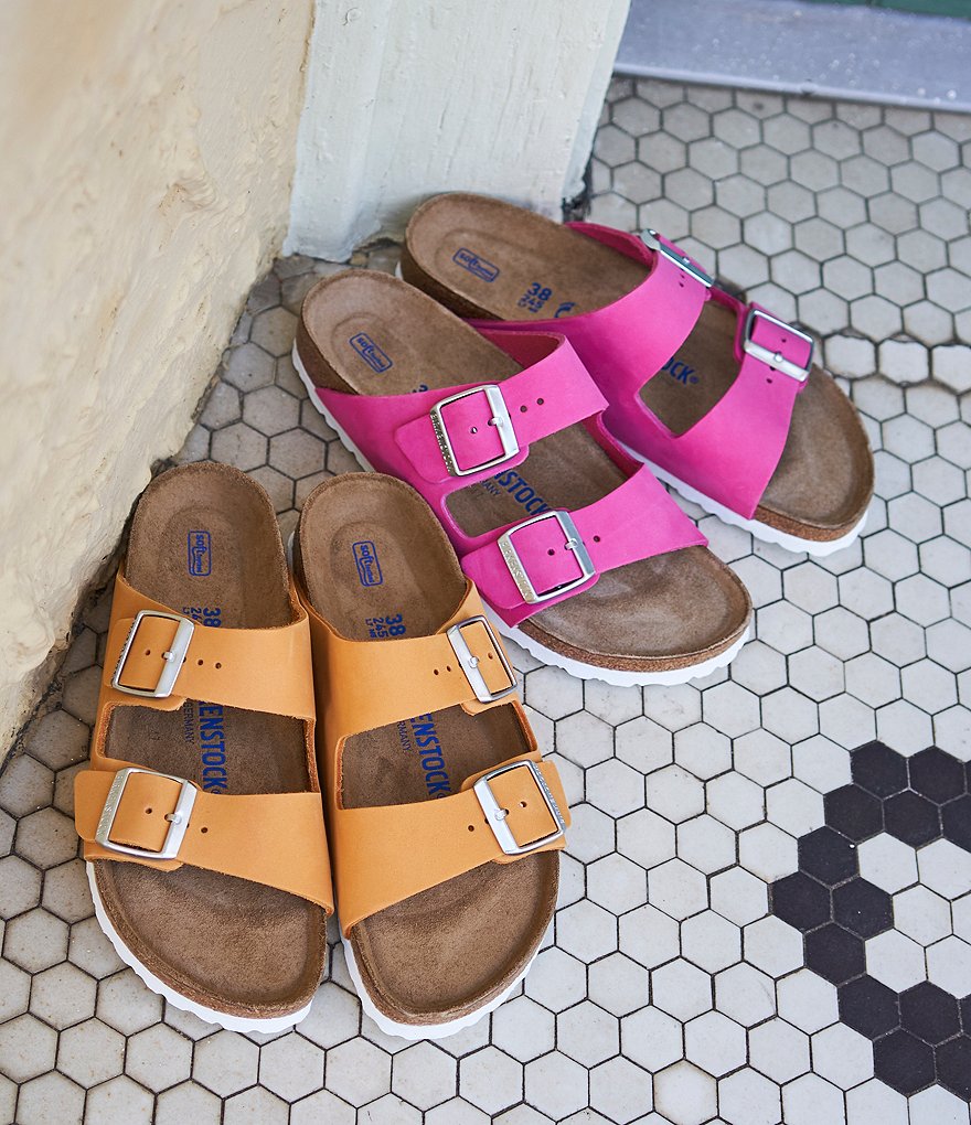 Birkenstock Women's Arizona Soft Footbed Nubuck Suede Double Buckle Sandals