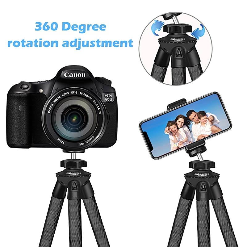 Flexible Camera Tripod,  12 Inch Mini Tripod Stand GoPro/Action Cam/DSLR Canon Nikon Sony, Smartphone Tripod Stand with Cell Phone Holder, Compatible with iPhone/Android - Waterproof