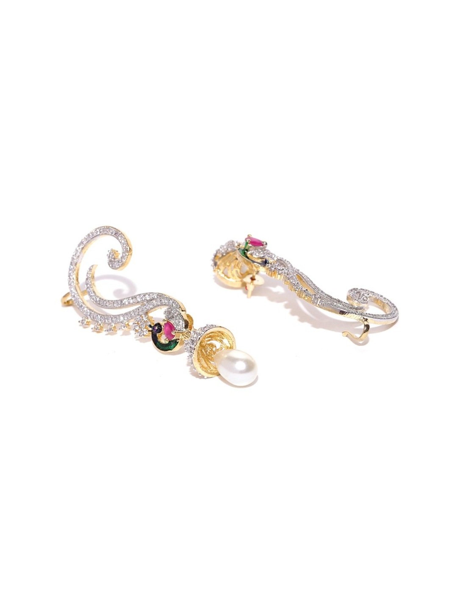 YouBella Peacock Design Golden Multi Drop Earrings for Women