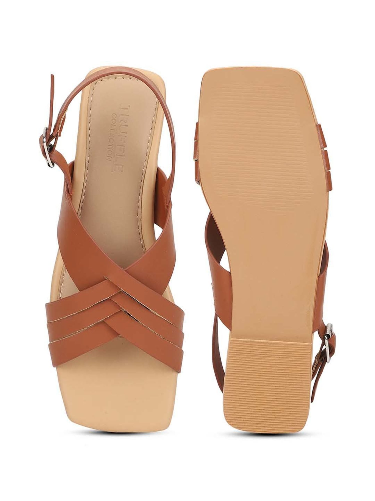 Truffle Collection Women's Tan Ankle Strap Sandals