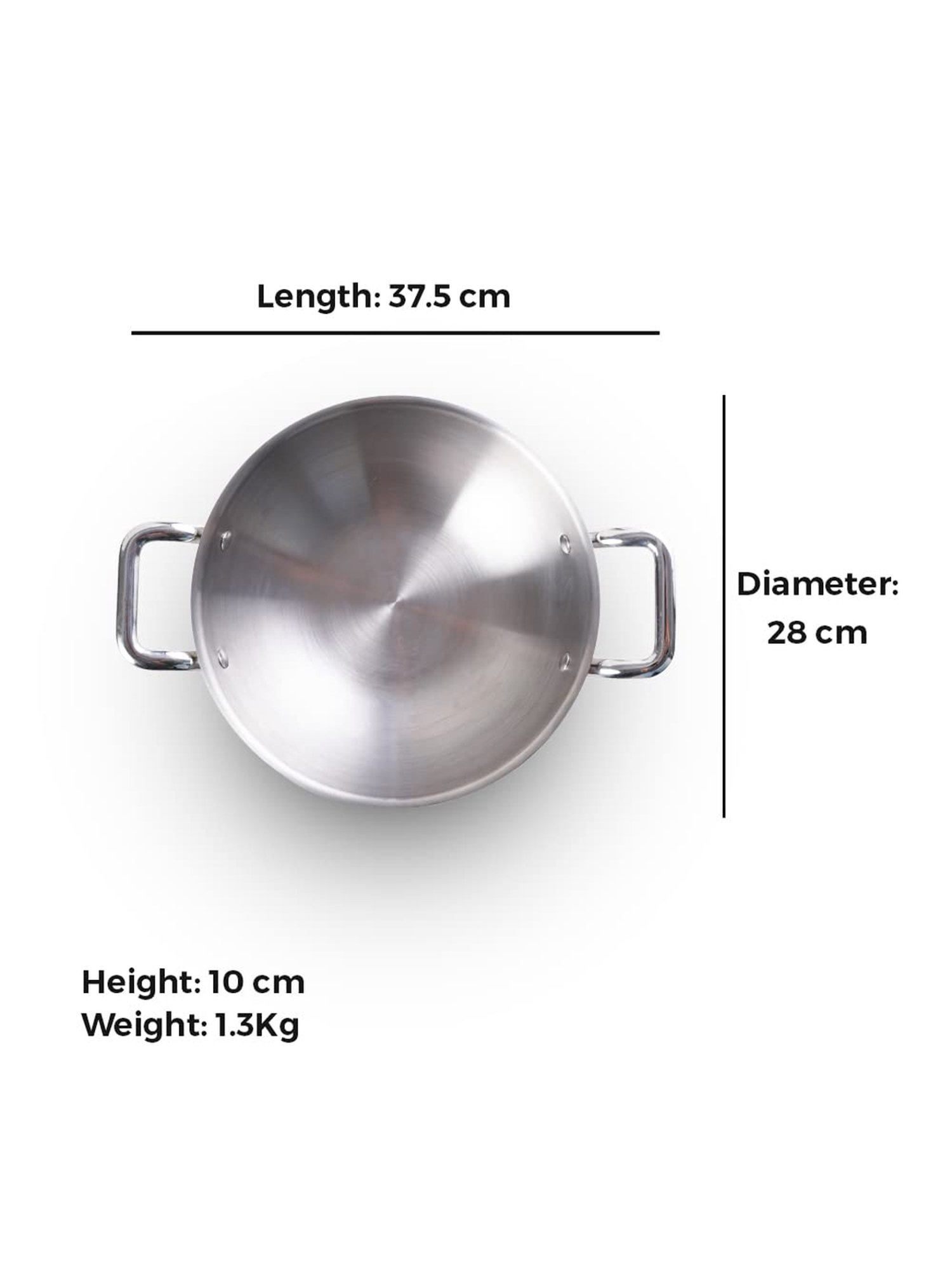 The Indus Valley Silver Triply Stainless Steel Induction and Gas Compatible 28 cm Kadhai (4 L)