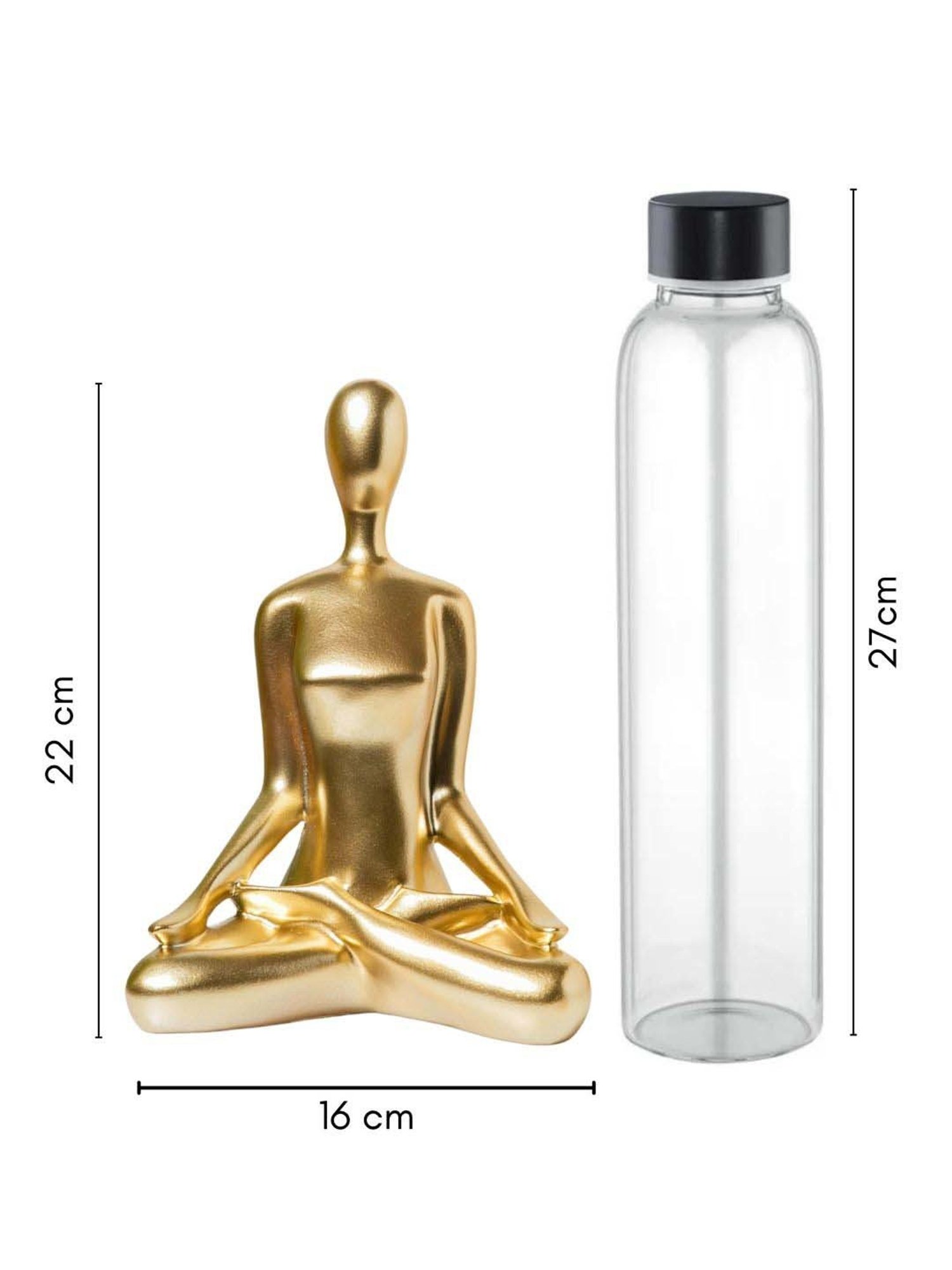 Nestasia Artisanal Stunning Golden Resin Made Showpiece Sitting In Lotus Position Meditation Pose