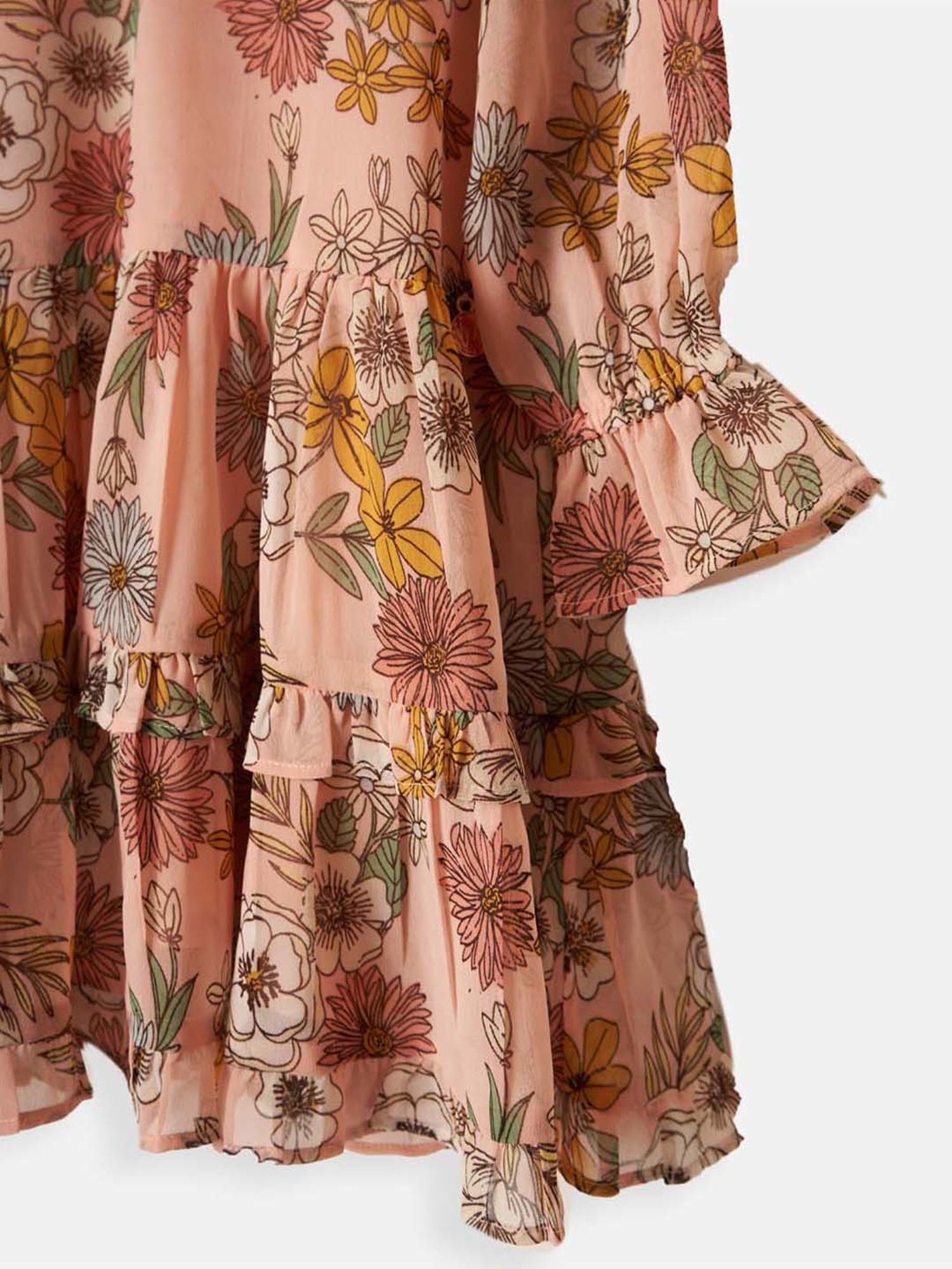 Angel & Rocket Kids Pink Floral Print Full Sleeves Dress