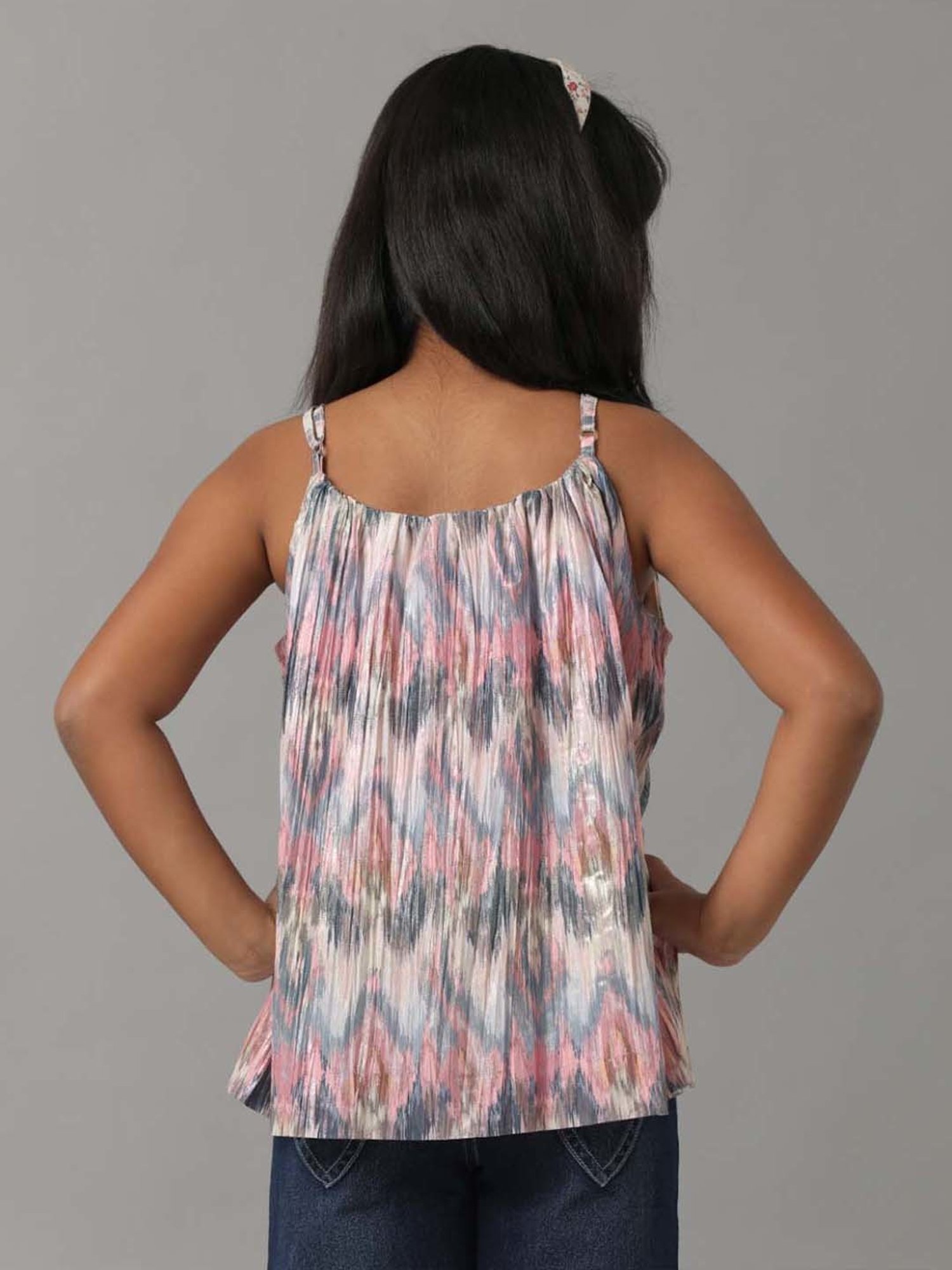 Under Fourteen Only Kids Pink & Grey Printed Top