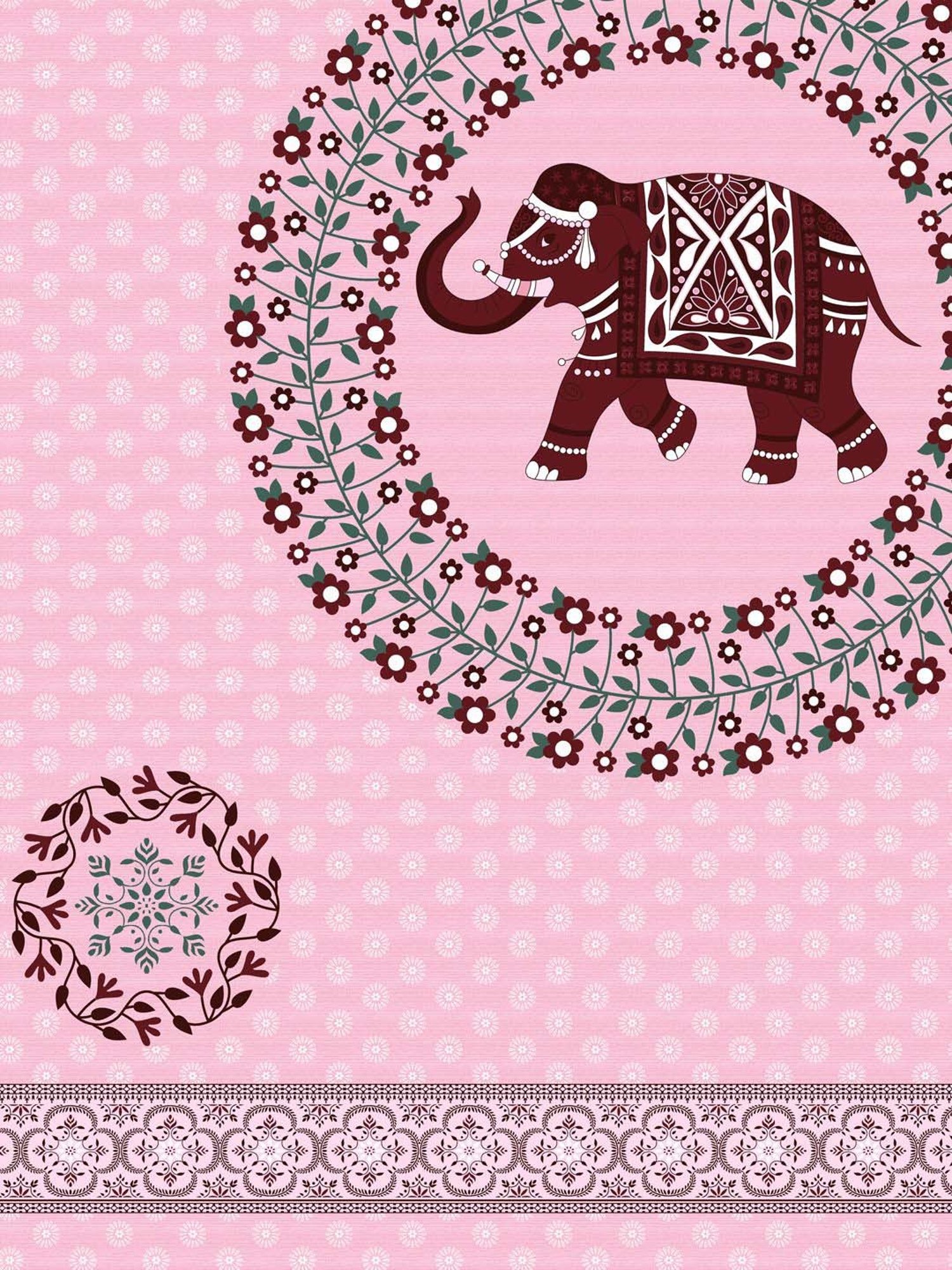 Living Roots Pink & Brown Cotton 180 TC Super King Bedsheet with 2 Pillow Covers