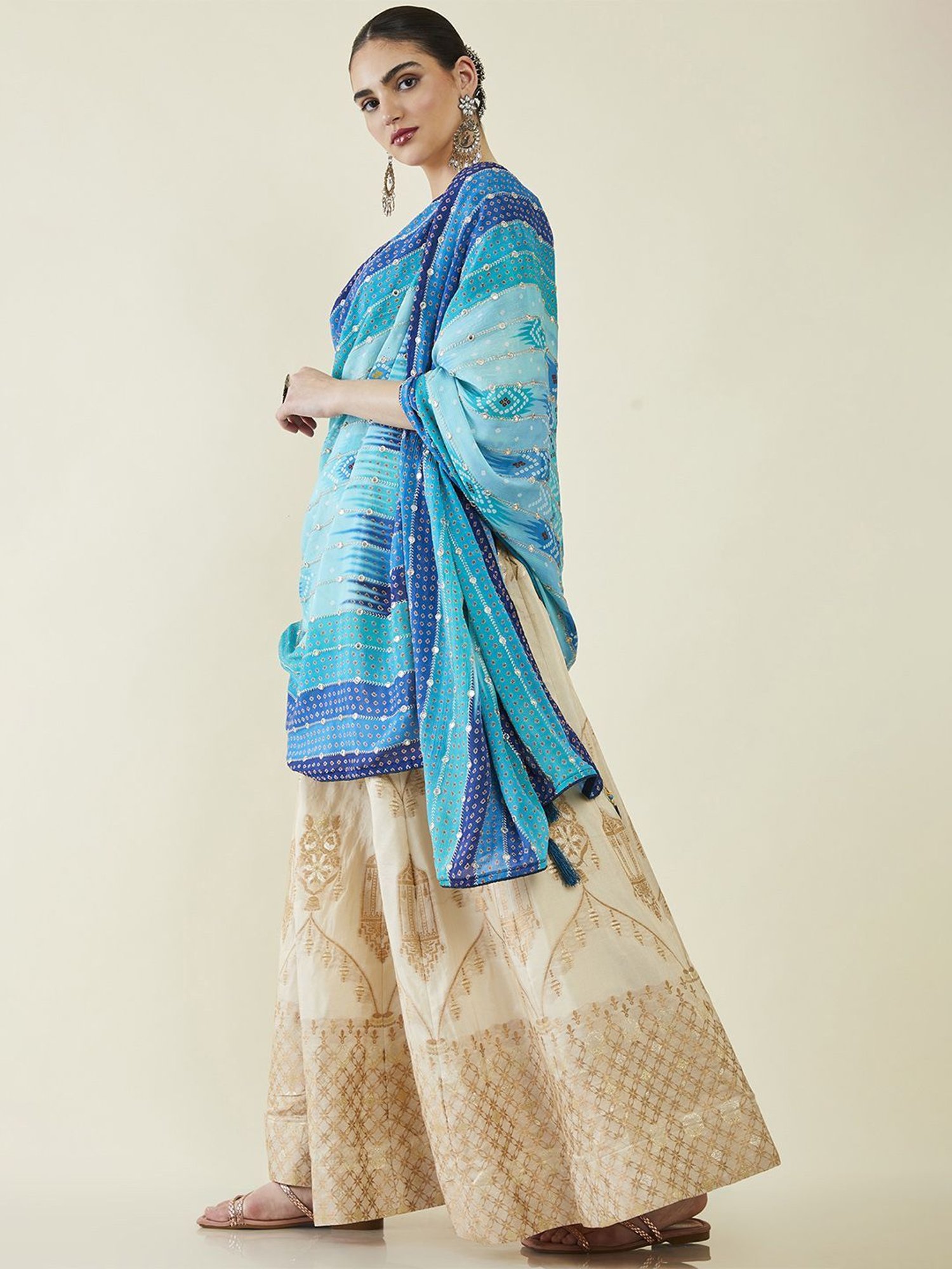 Soch Blue Embellished Dupatta