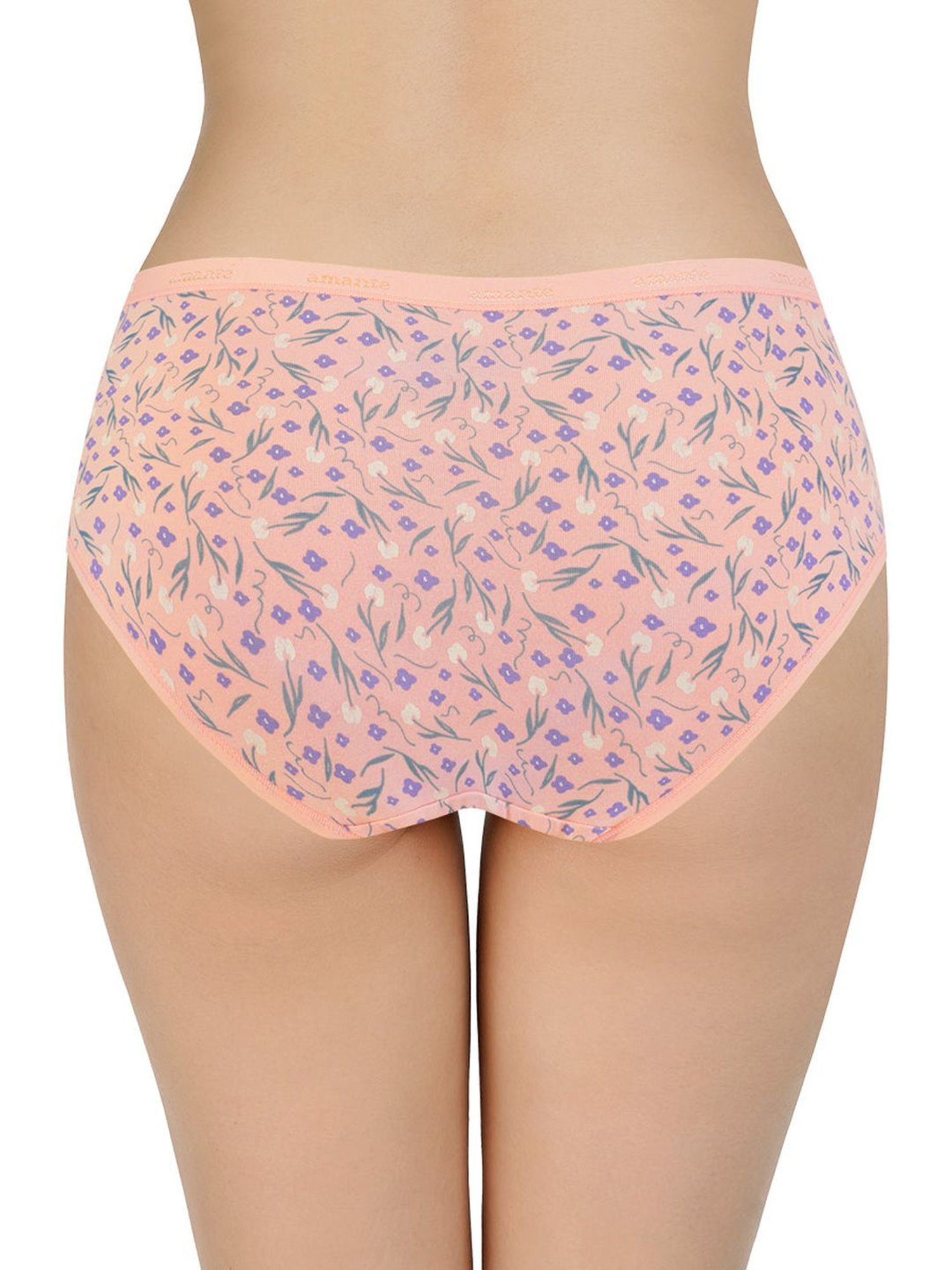 Amante Peach & Blue Cotton Floral Print Hipster Panties - Pack Of 3