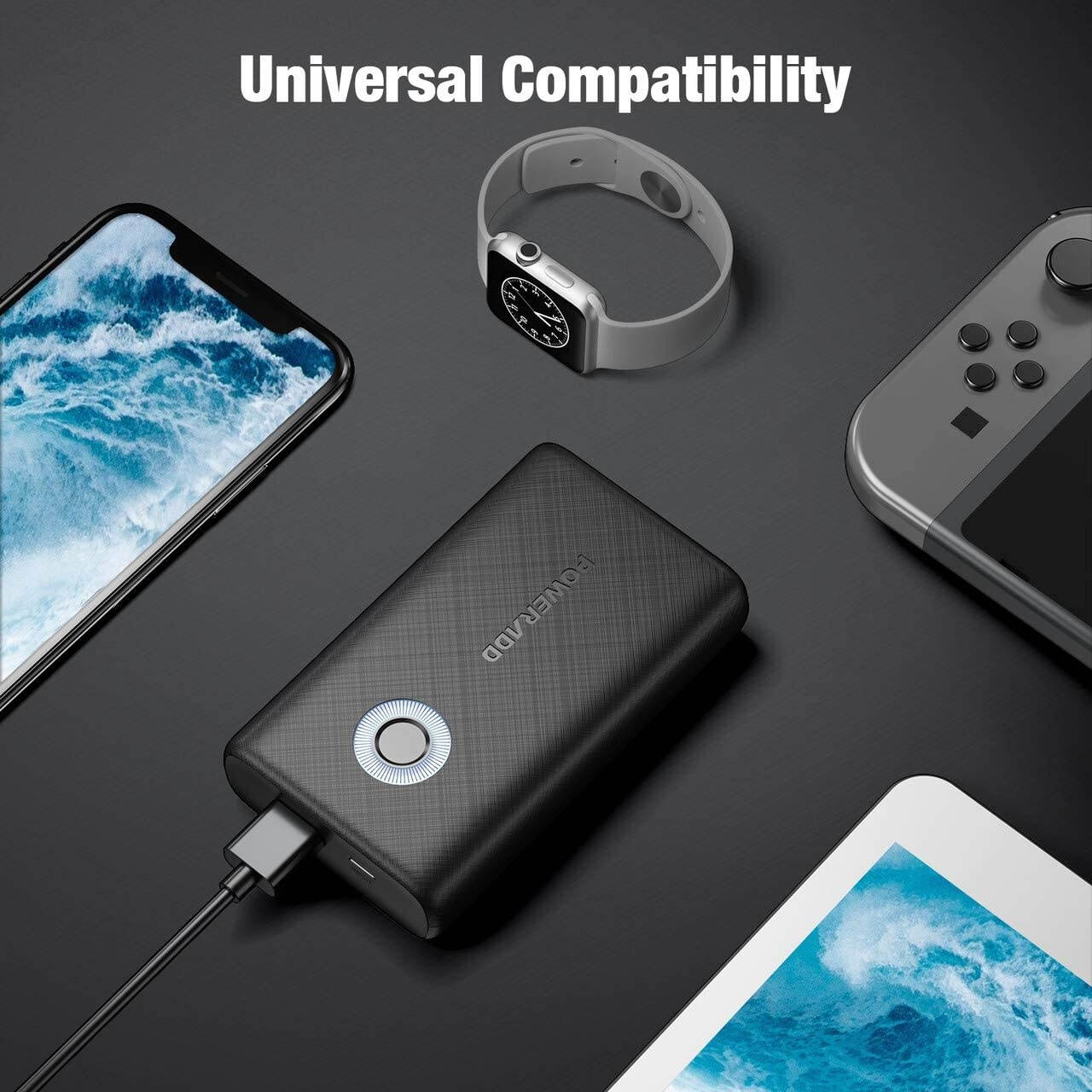 POWERADD Power Bank EnergyCell QC 10000 Power QC 18W Portable Charger Small & Light Ultra-Compact High-Speed Charging External Battery for iPhone Samsung Galaxy AirPods Tablets and More