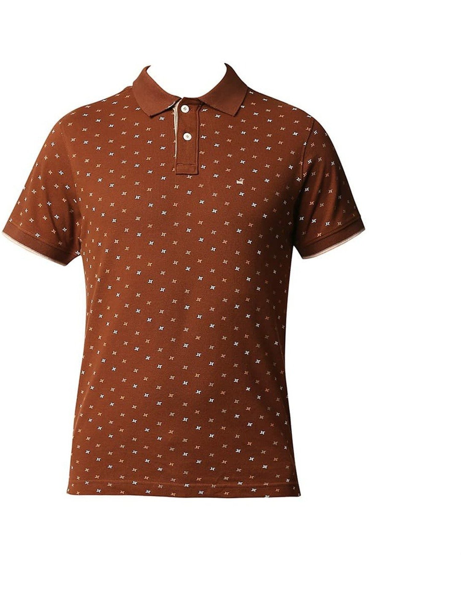 Basics Sorrel Horse Cotton Muscle Fit Printed Polo T-Shirt