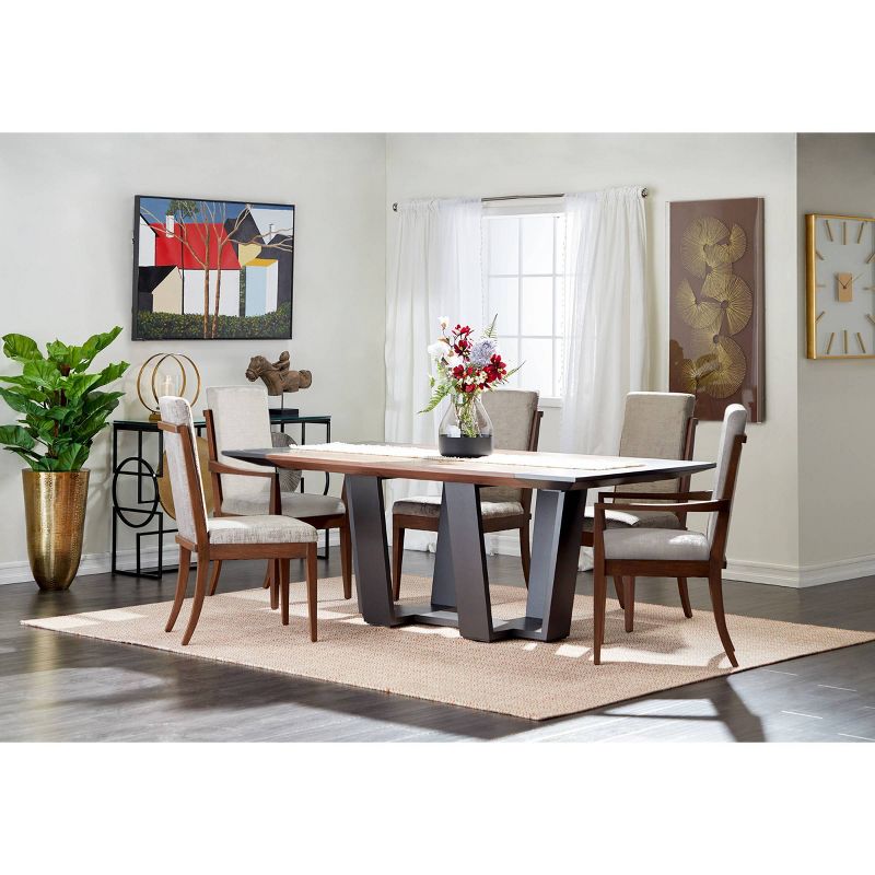 Velvet and Wood Dining Armless Chair Beige - Venus Williams Collection