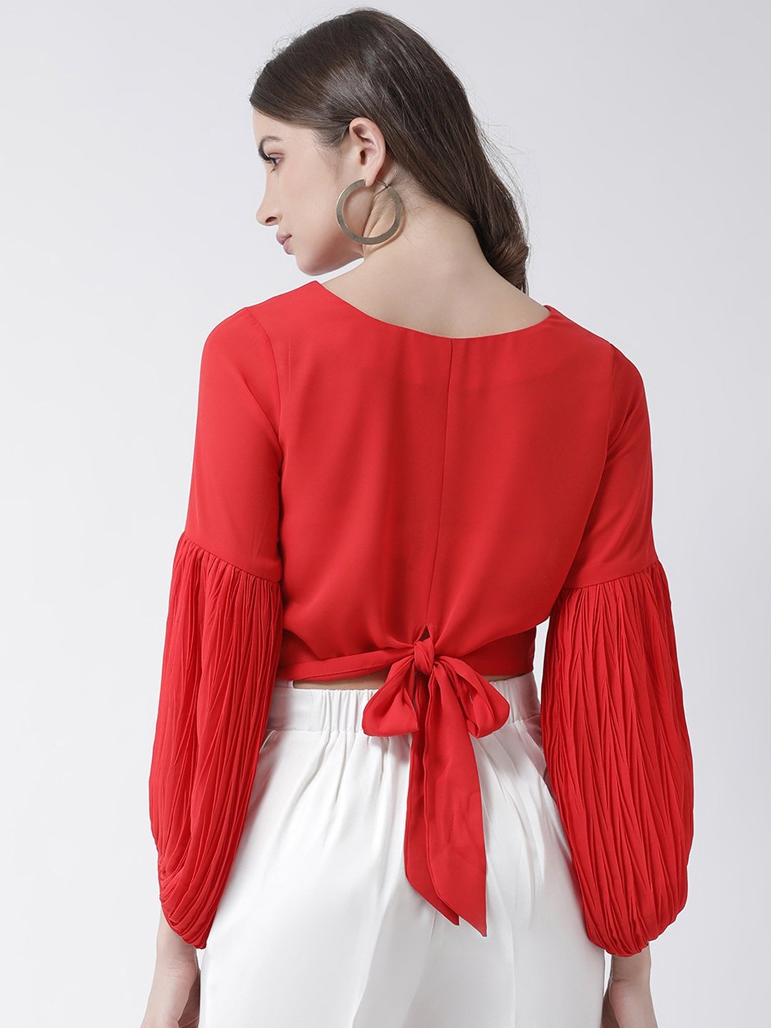 KASSUALLY Red Relaxed Fit Crop Top