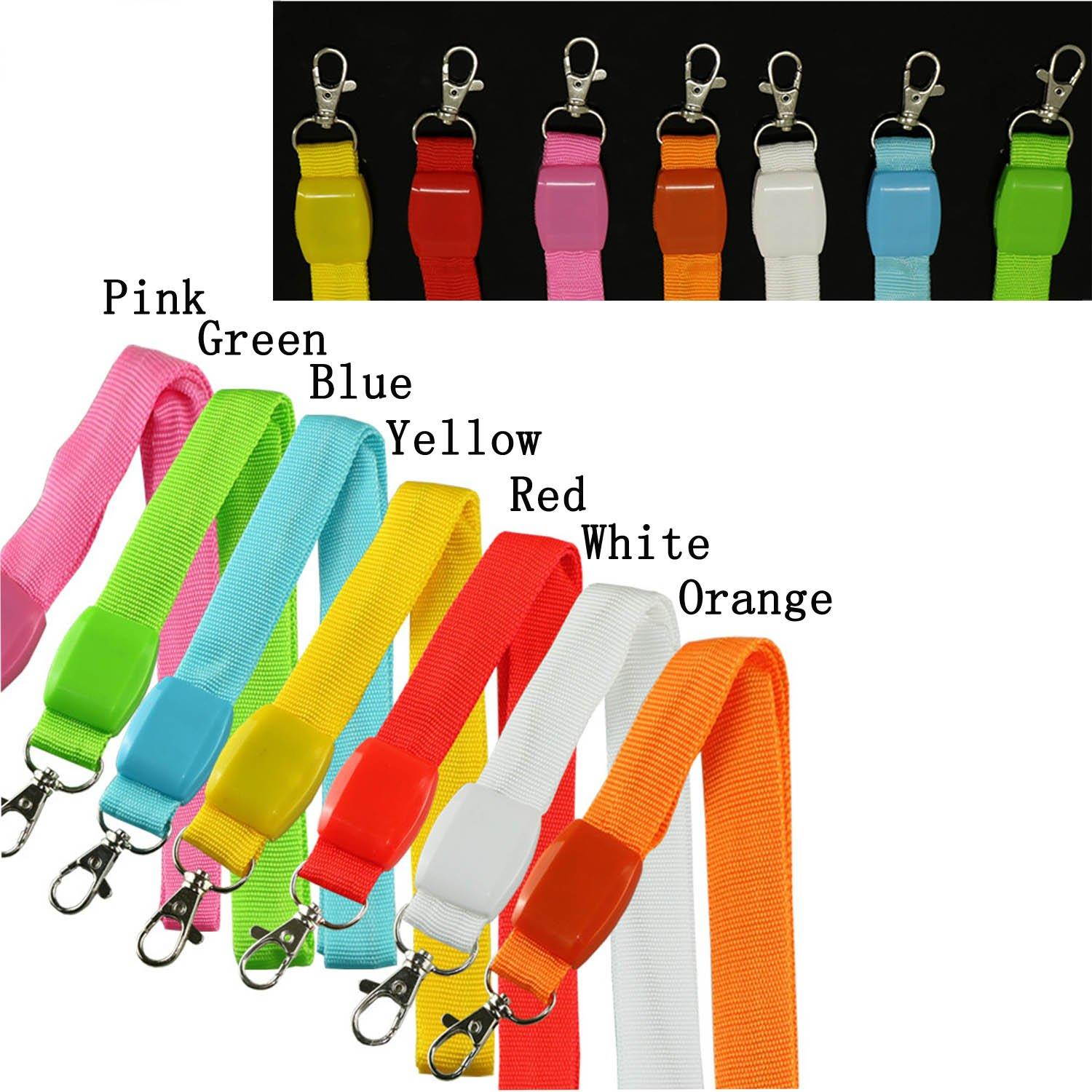 LED Light Up Flashing Lanyard Keychain Holder Keyring Neck Straps Band Necklace Make You Being Seen and Charming at Night for ID Cards Badges Business ID Keys Students Office Worker, Orange