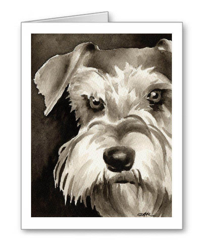 Miniature Schnauzer - Set of 10 Sepia Dog Note Cards With Envelopes