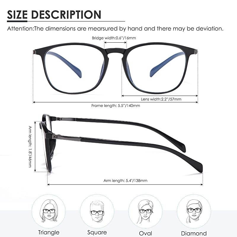 Blue Light Blocking Glasses Women Men- Computer Fake Glasses HD Clear Lens glasses3030 (Black+BAOWEN)