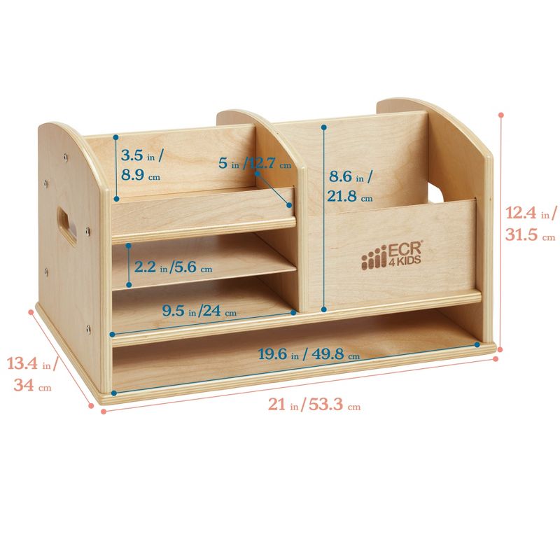ECR4Kids Birch Tabletop Supplies Storage Center, Teacher Caddy, Wood Desktop Organizer - Natural