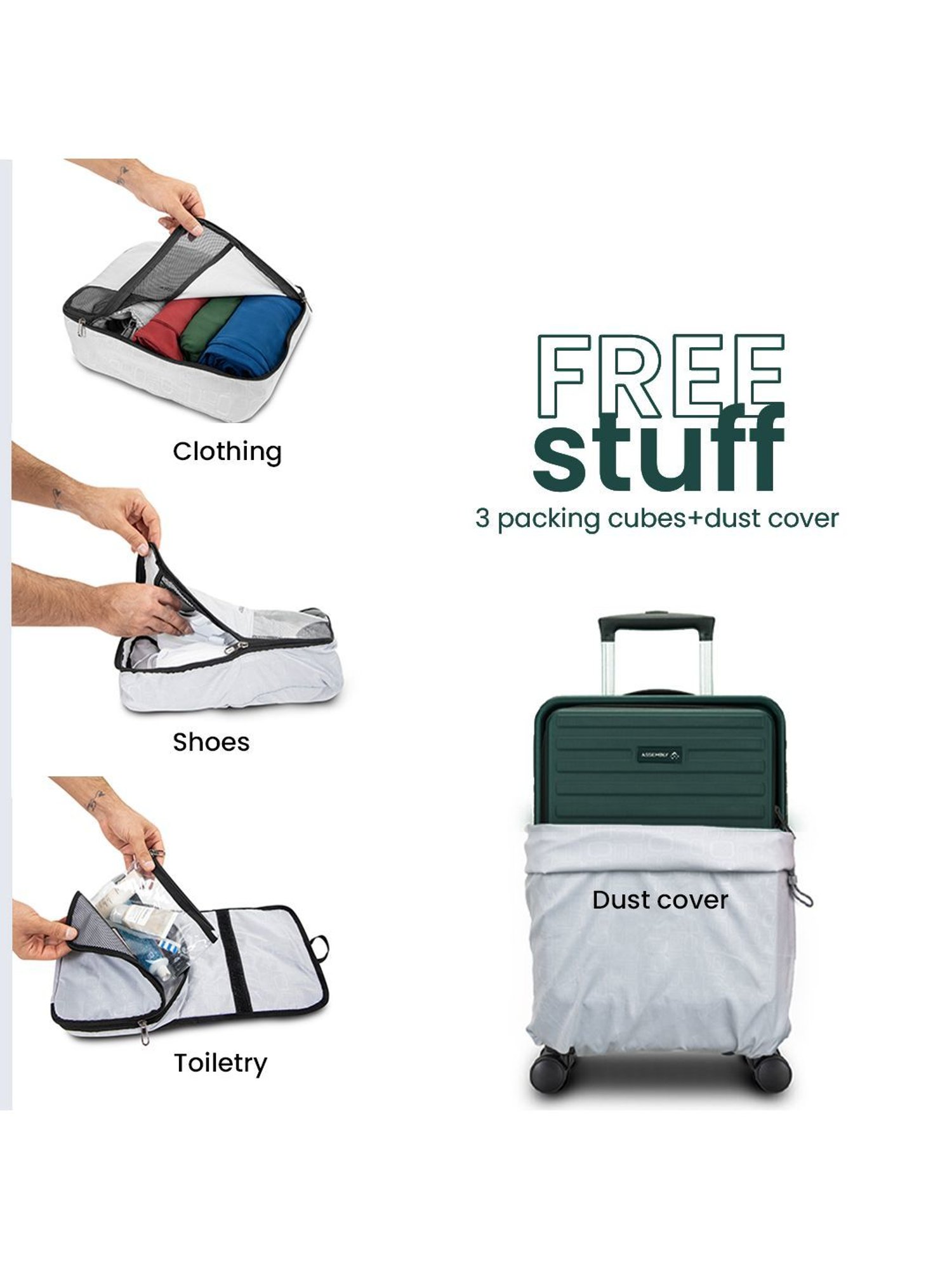 Assembly Green Textured Small Cabin Trolley - 20 inch