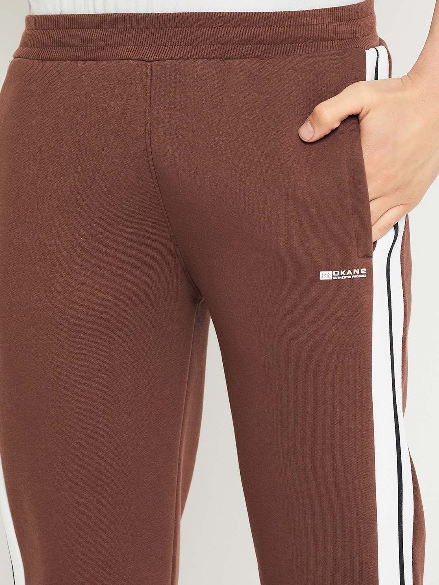 Okane Brown Regular Fit Colour Block Tracksuit