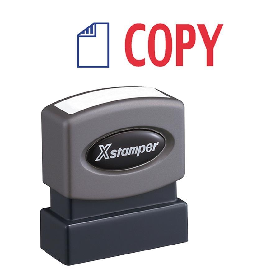 Xstamper 2022 Two-Color Title Stamp, COPY, Blue/Red
