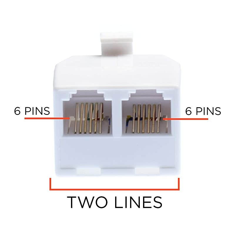 Jack Phone Wall Adapter 2 Pack White 2Way Phone Splitter 2 Lines Wall Jack Phone RJ11 Adapter