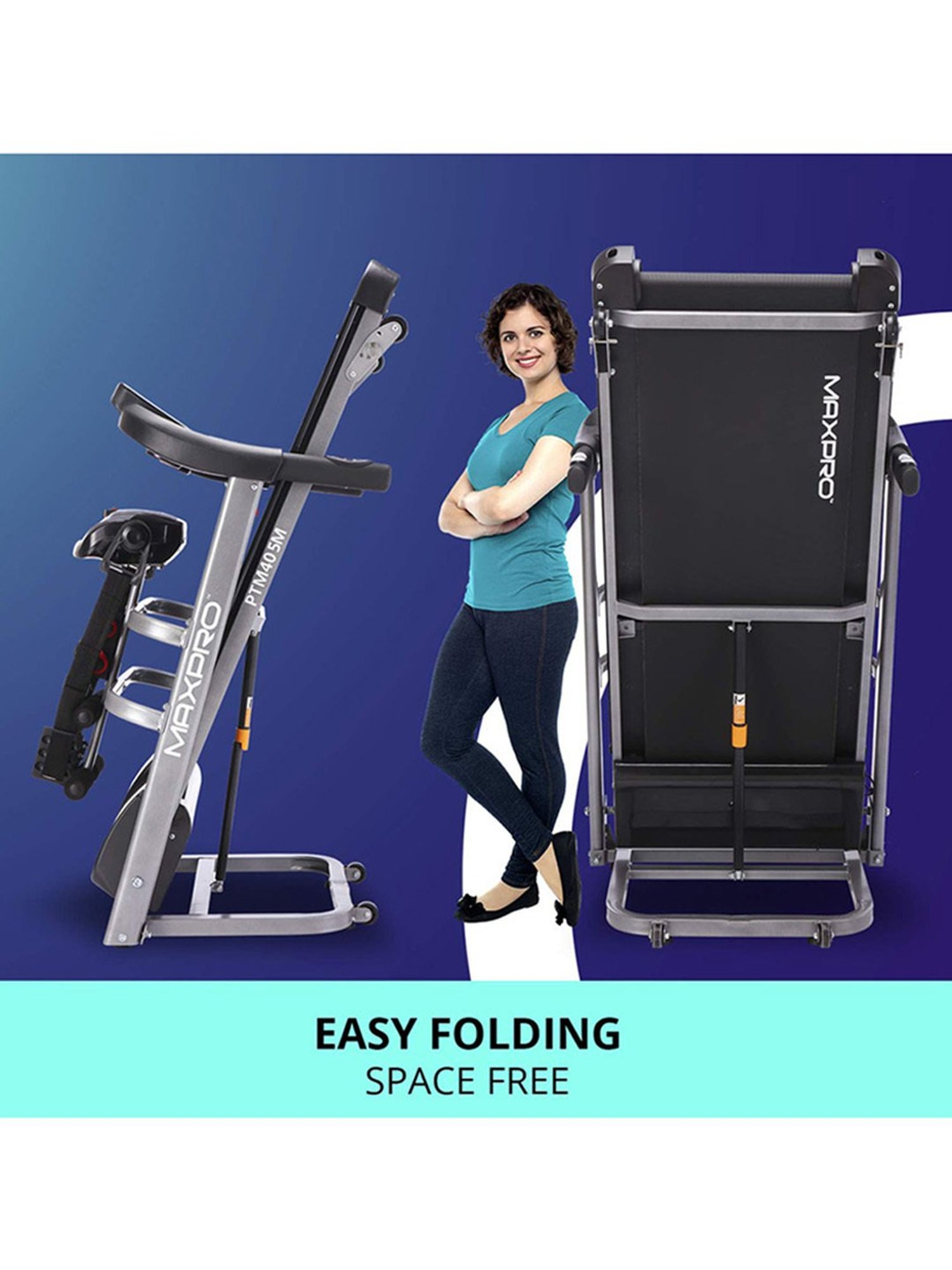 MAXPRO 2HP Foldable Treadmill (Black)