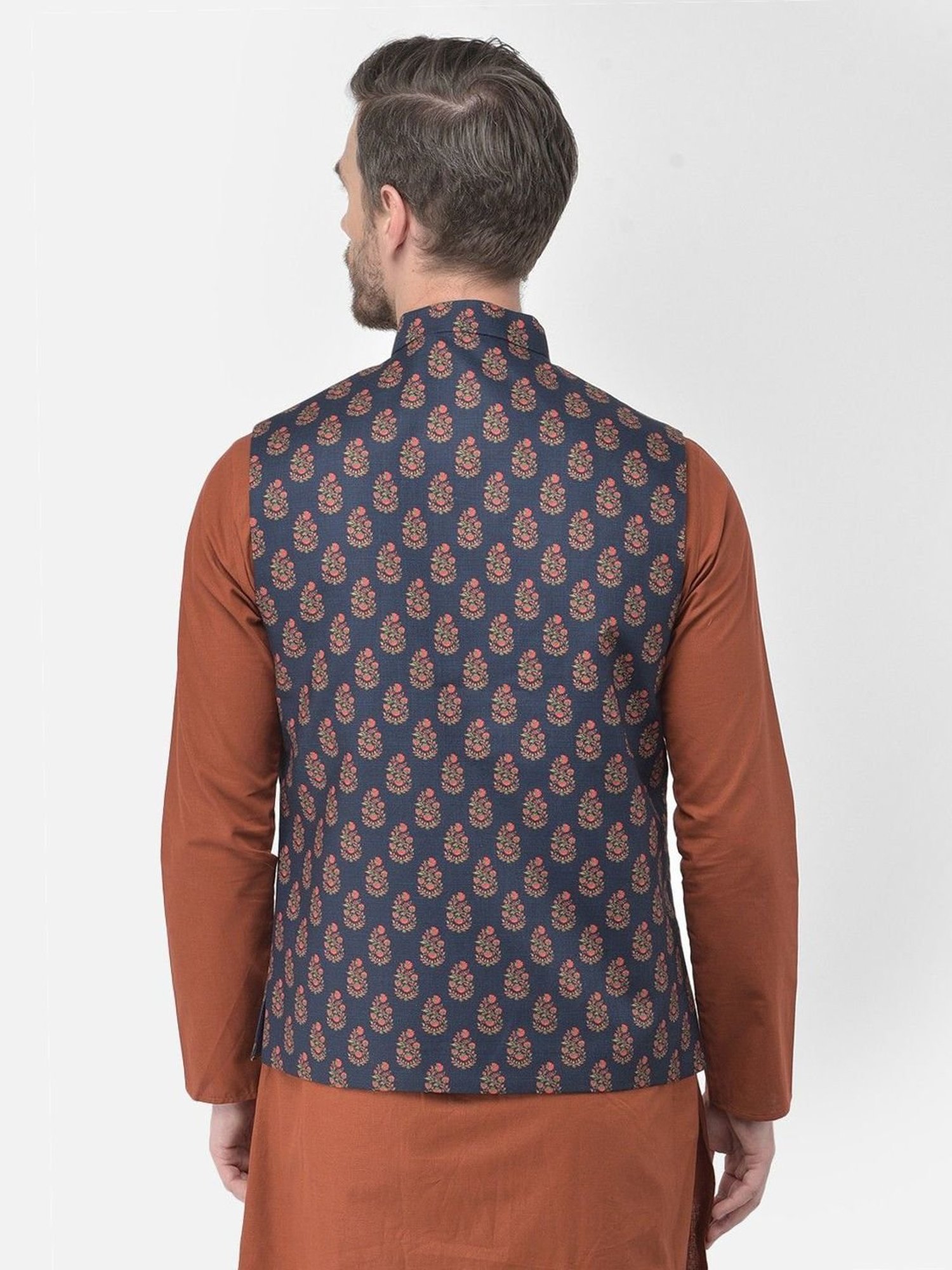 Fabindia Multicolor Regular Fit Printed Cotton Nehru Jacket