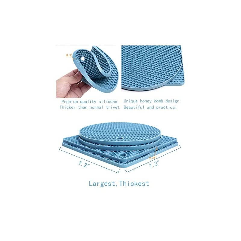 Silicone Trivet Mats | Trivets for Hot Pots and Pans, Drying Mat, Hot Pads | silicone pot holder for Jar Opener, Spoon Holder, Gripper Pad,Oven Mitts Hot Pads | Non-Slip and Heat Resistant