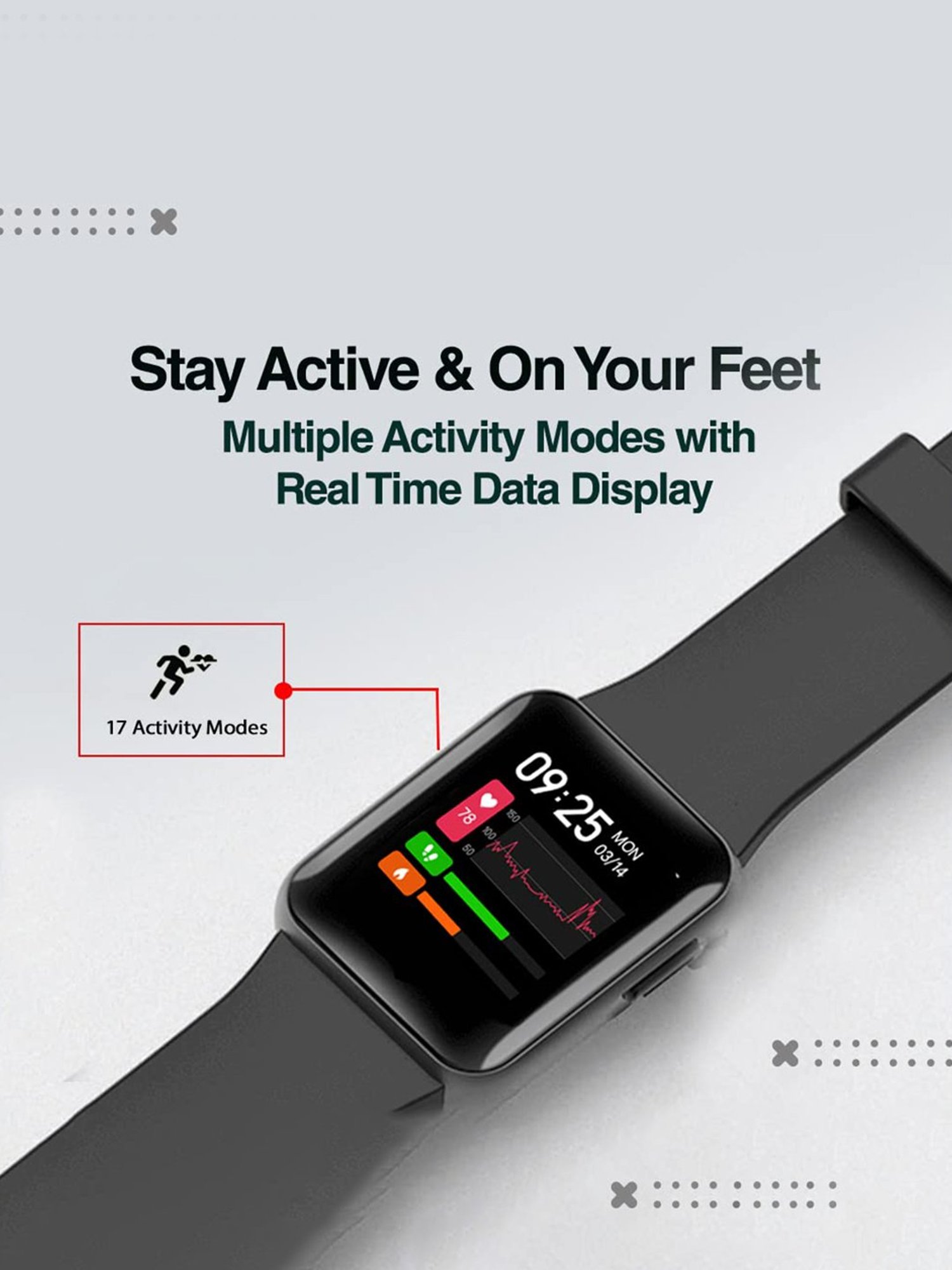 GOQii Smart Vital Lite 1.4 inch Smart Touch HD with 3 Months Health Coaching Smartwatch (Black)