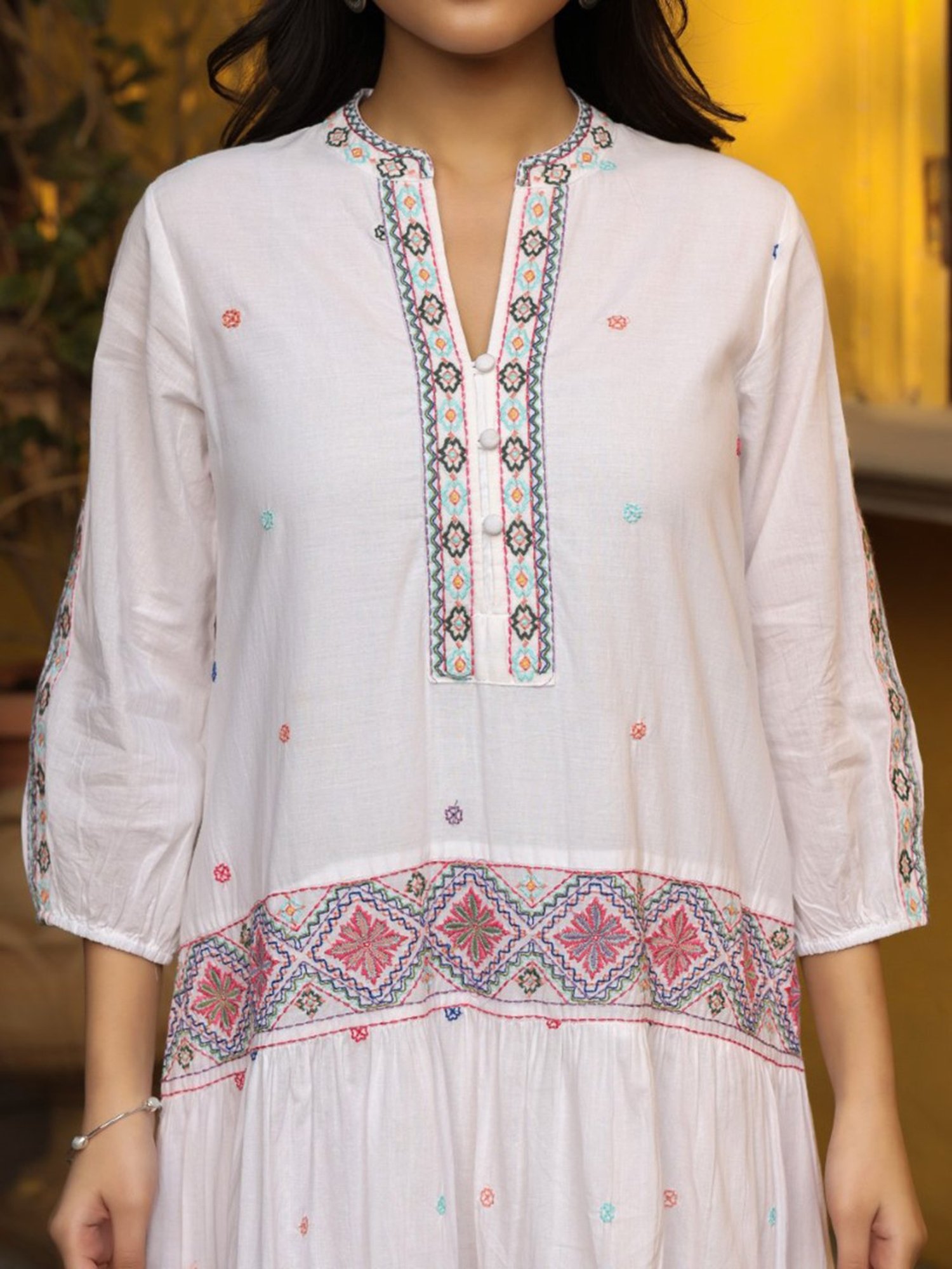 Saffron Threads Black Cotton Floral Print Ethnic Dress