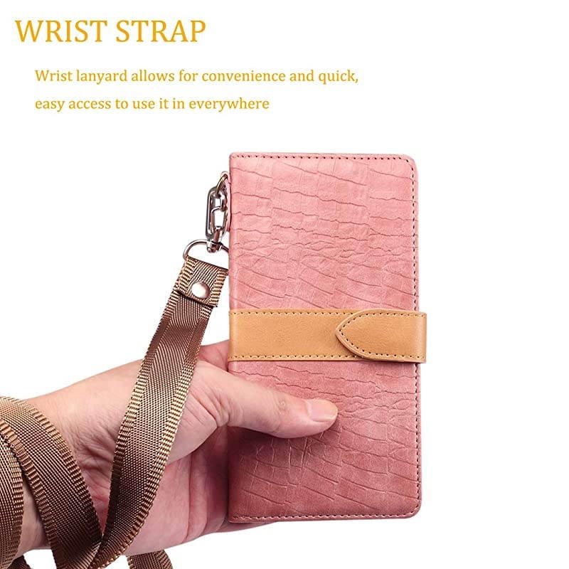 Z3 Play Case,Z3 Case,CH-IC Handmade[Wrist Strap] Flip Folio Leather Wallet Cover with Card Slots, Kickstand, Magnetic Clousure,Cash Pockets for rola Z Play (3nd Gen) 2018 (Pink)