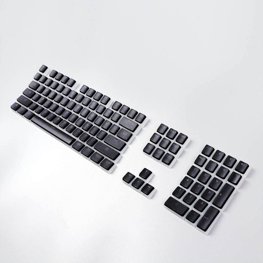 EPOMAKER 108 Keys OEM PBT Double Shot Pudding Keycaps Set with Translucent Layer for Mechanical Keyboard (Black)