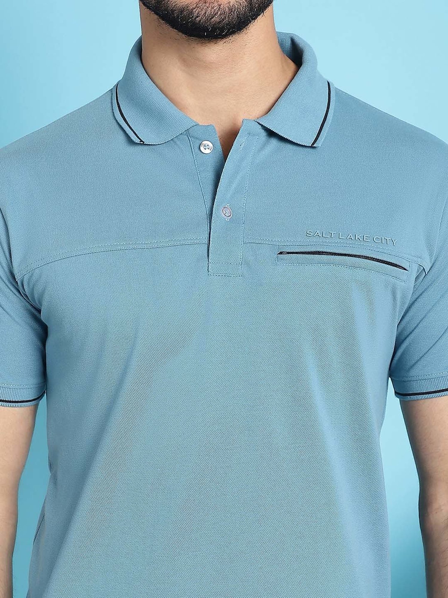 Venitian- Forbidden Clothing Teal Slim Fit Printed Polo T-Shirt