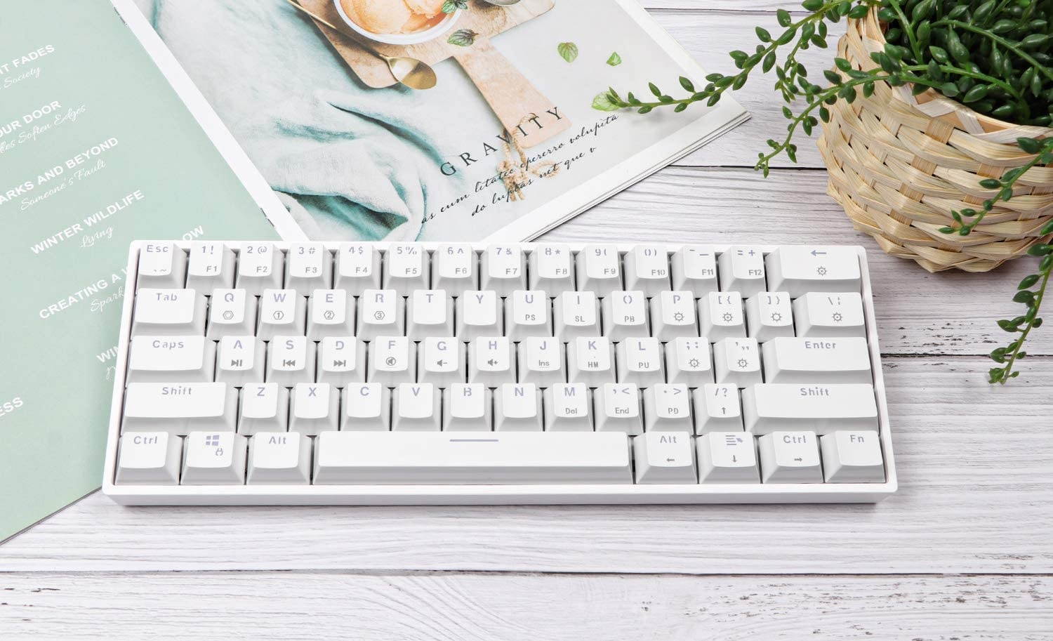 EPOMAKER SKYLOONG SK61 GK61 61 Keys Hot Swappable 60% Mechanical Keyboard with RGB Backlit, Doubleshot ABS Keycaps, Dustproof for Win/Mac/Gamers(Gateron Optical Brown, White