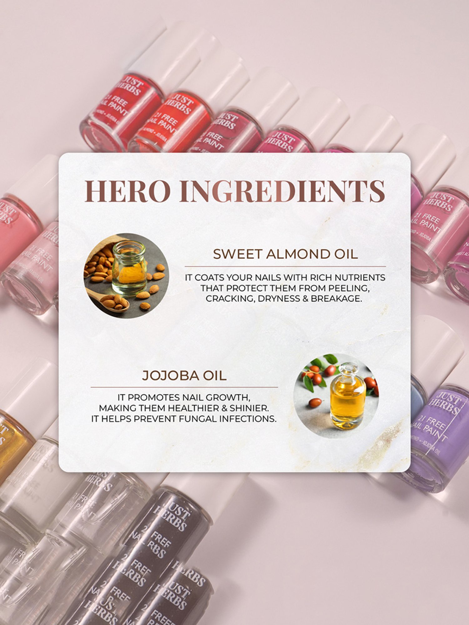 JUST HERBS 21 Free Nail Paint Jasmine White - 6 ml